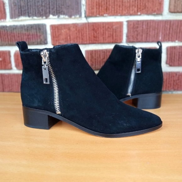 NWT Dolce Vita 'Marra' Genuine Leather Double Zipper Ankle Bootie in Black Suede - Picture 1 of 9